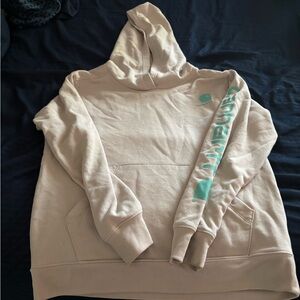 Carhartt Women's Cream Hoodie with Teal Logo